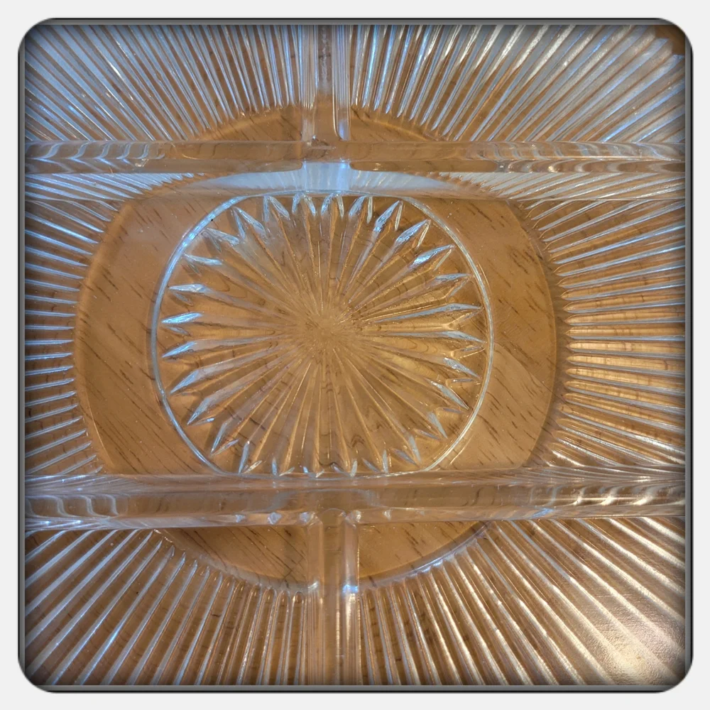 Vintage Clear Glass Divided Relish Serving Platter